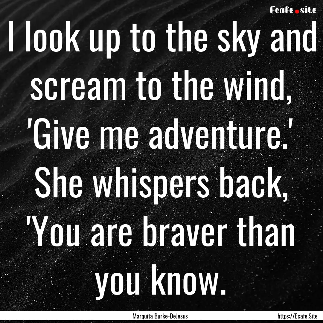 I look up to the sky and scream to the wind,.... : Quote by Marquita Burke-DeJesus