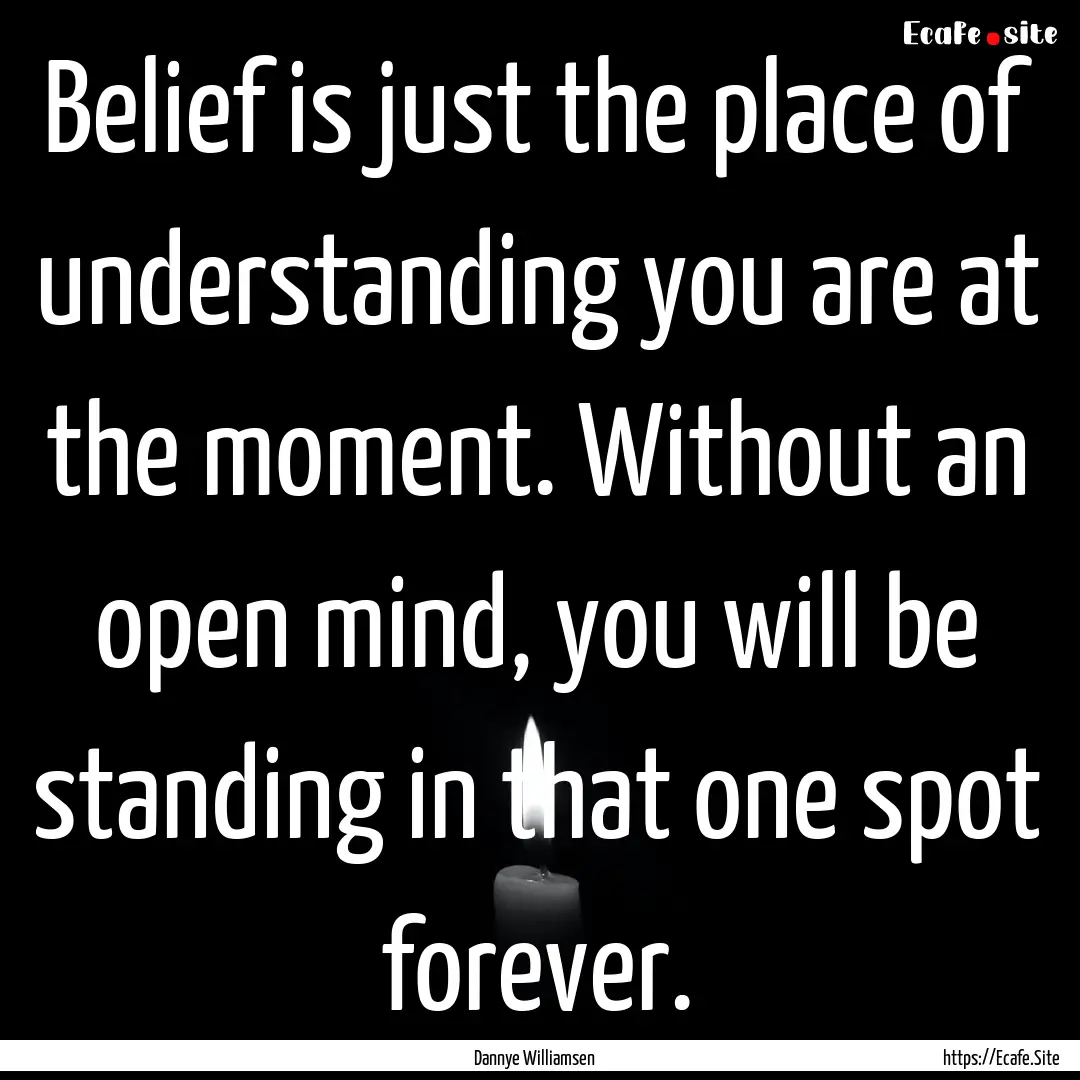 Belief is just the place of understanding.... : Quote by Dannye Williamsen