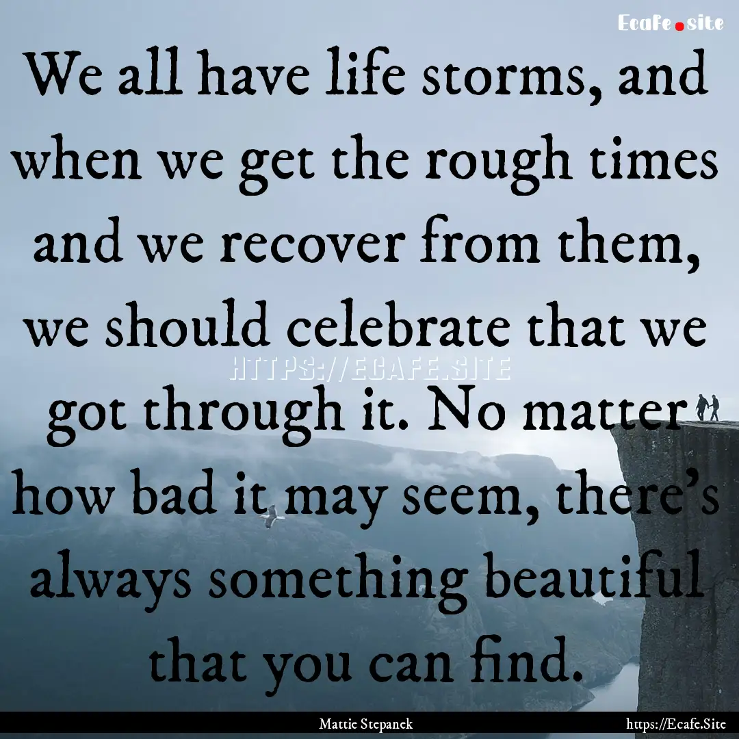 We all have life storms, and when we get.... : Quote by Mattie Stepanek