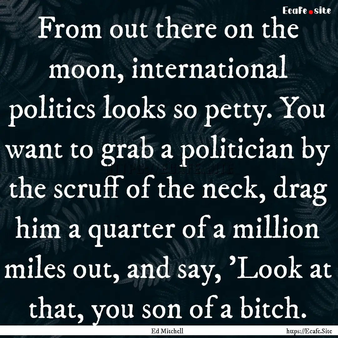 From out there on the moon, international.... : Quote by Ed Mitchell