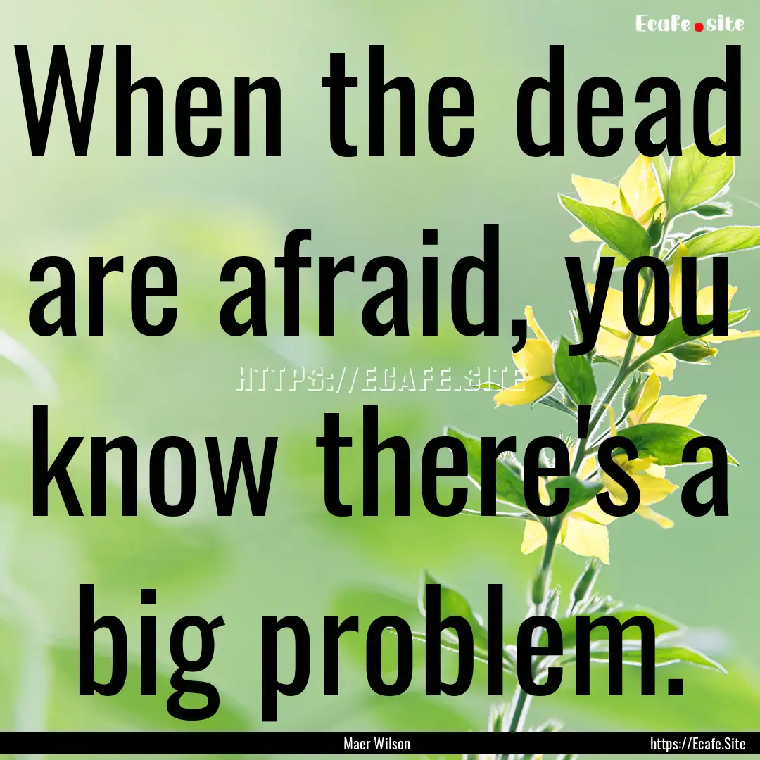 When the dead are afraid, you know there's.... : Quote by Maer Wilson