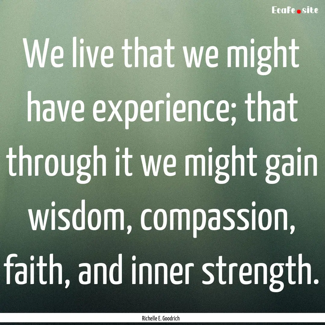 We live that we might have experience; that.... : Quote by Richelle E. Goodrich