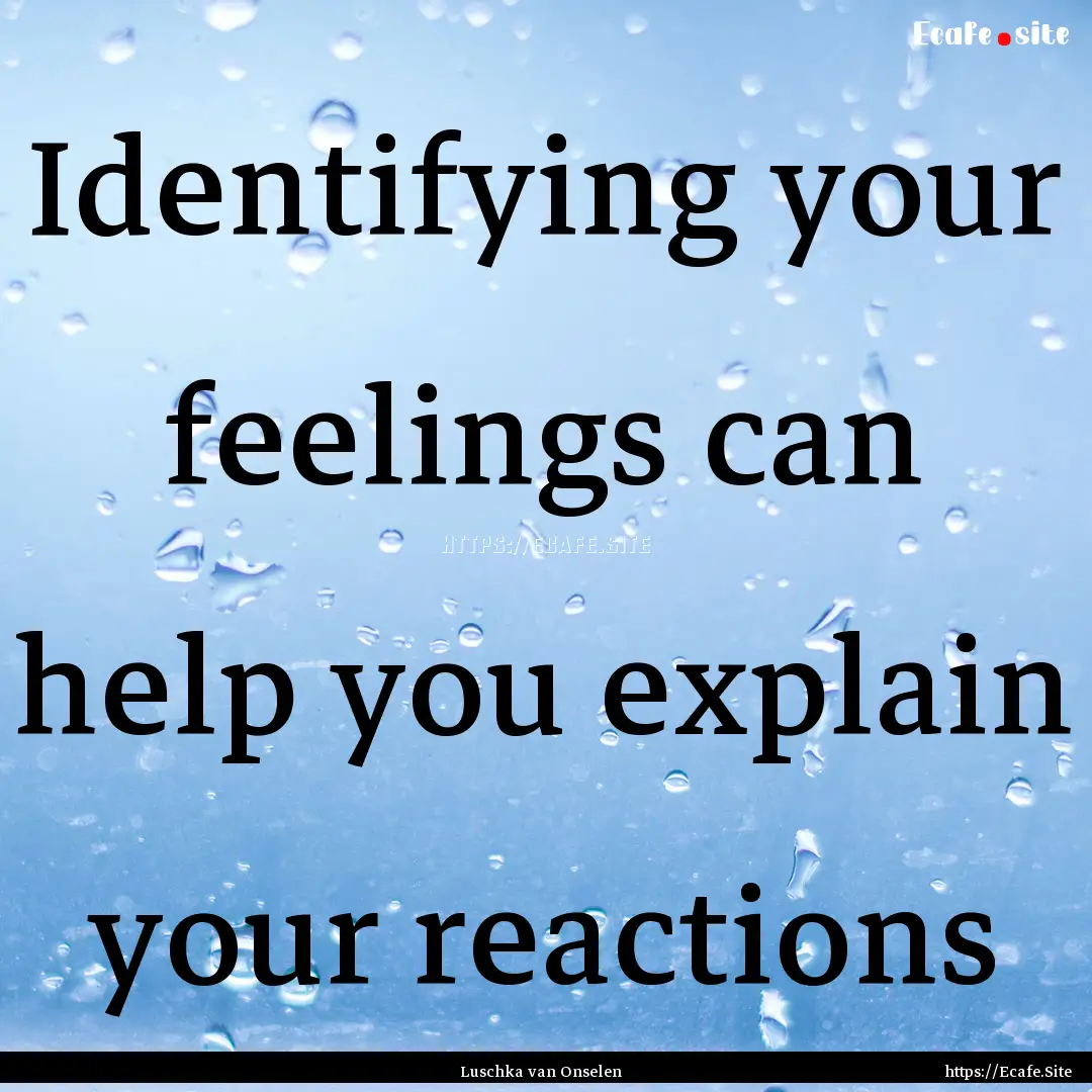 Identifying your feelings can help you explain.... : Quote by Luschka van Onselen