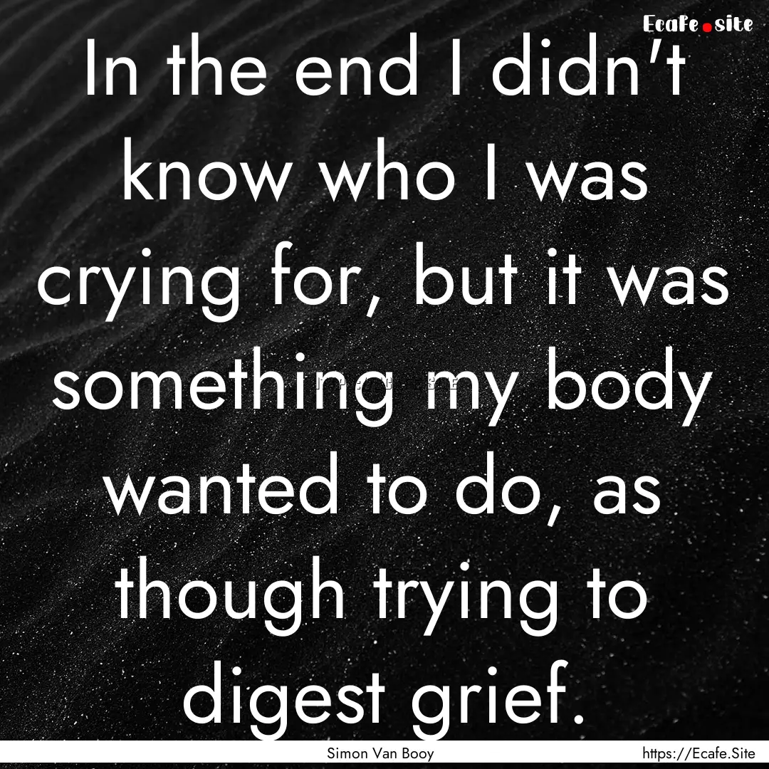 In the end I didn't know who I was crying.... : Quote by Simon Van Booy