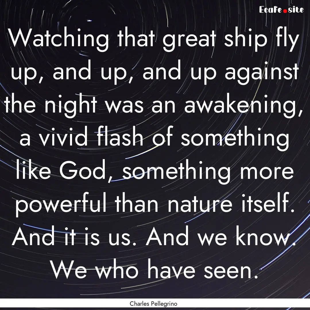 Watching that great ship fly up, and up,.... : Quote by Charles Pellegrino