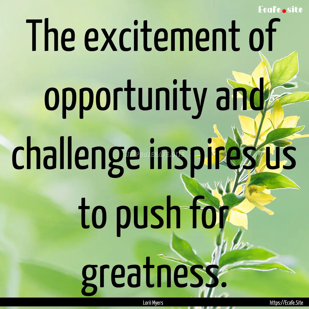 The excitement of opportunity and challenge.... : Quote by Lorii Myers