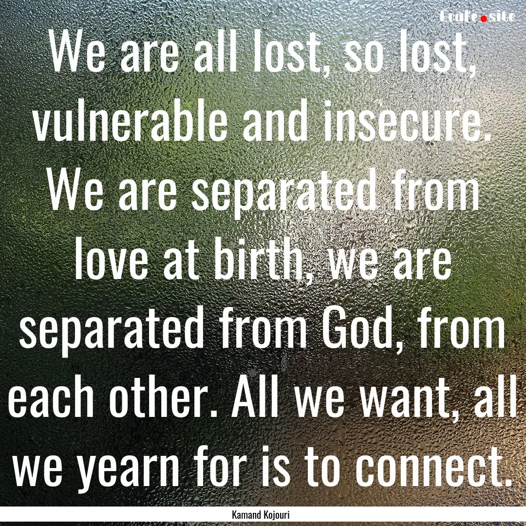 We are all lost, so lost, vulnerable and.... : Quote by Kamand Kojouri