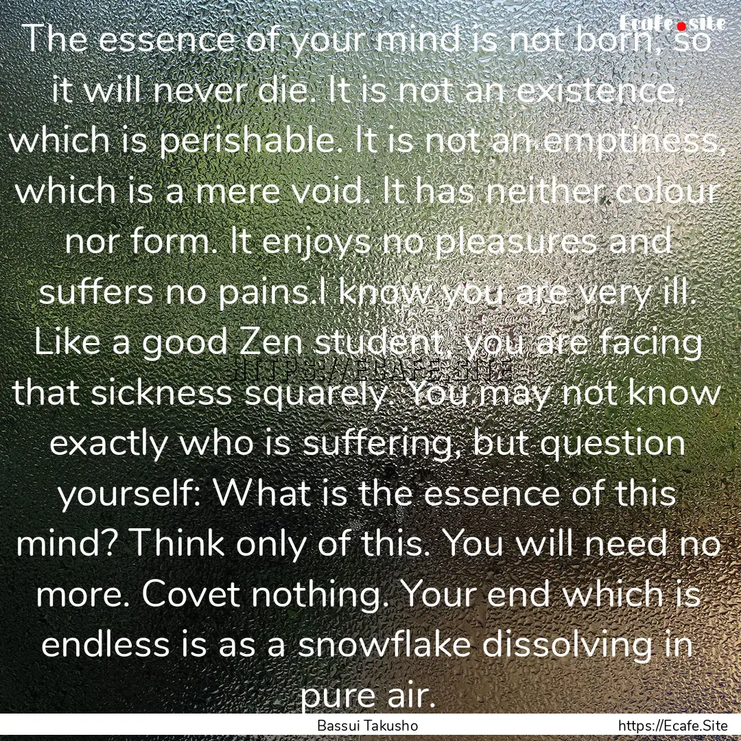 The essence of your mind is not born, so.... : Quote by Bassui Takusho