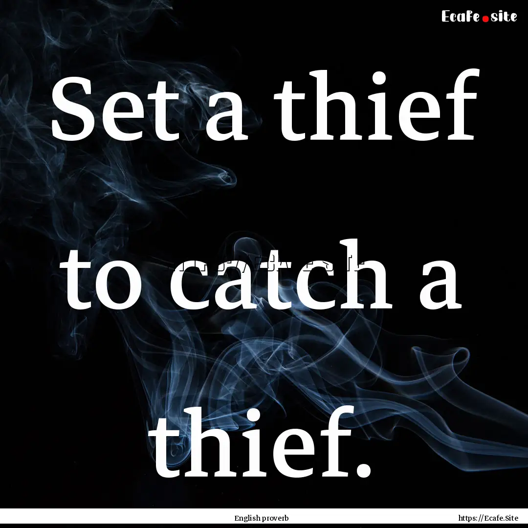 Set a thief to catch a thief. : Quote by English proverb