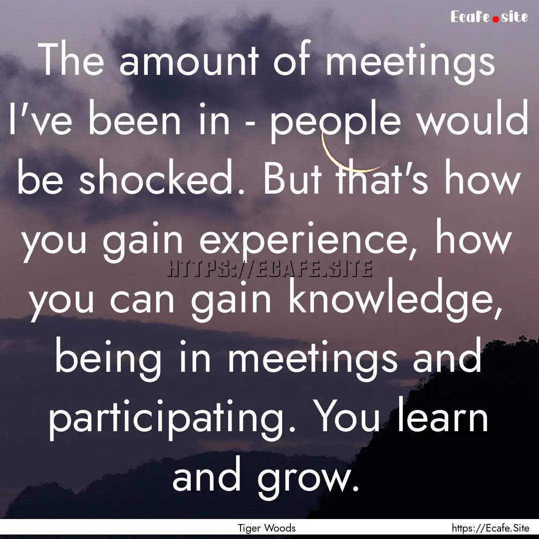 The amount of meetings I've been in - people.... : Quote by Tiger Woods