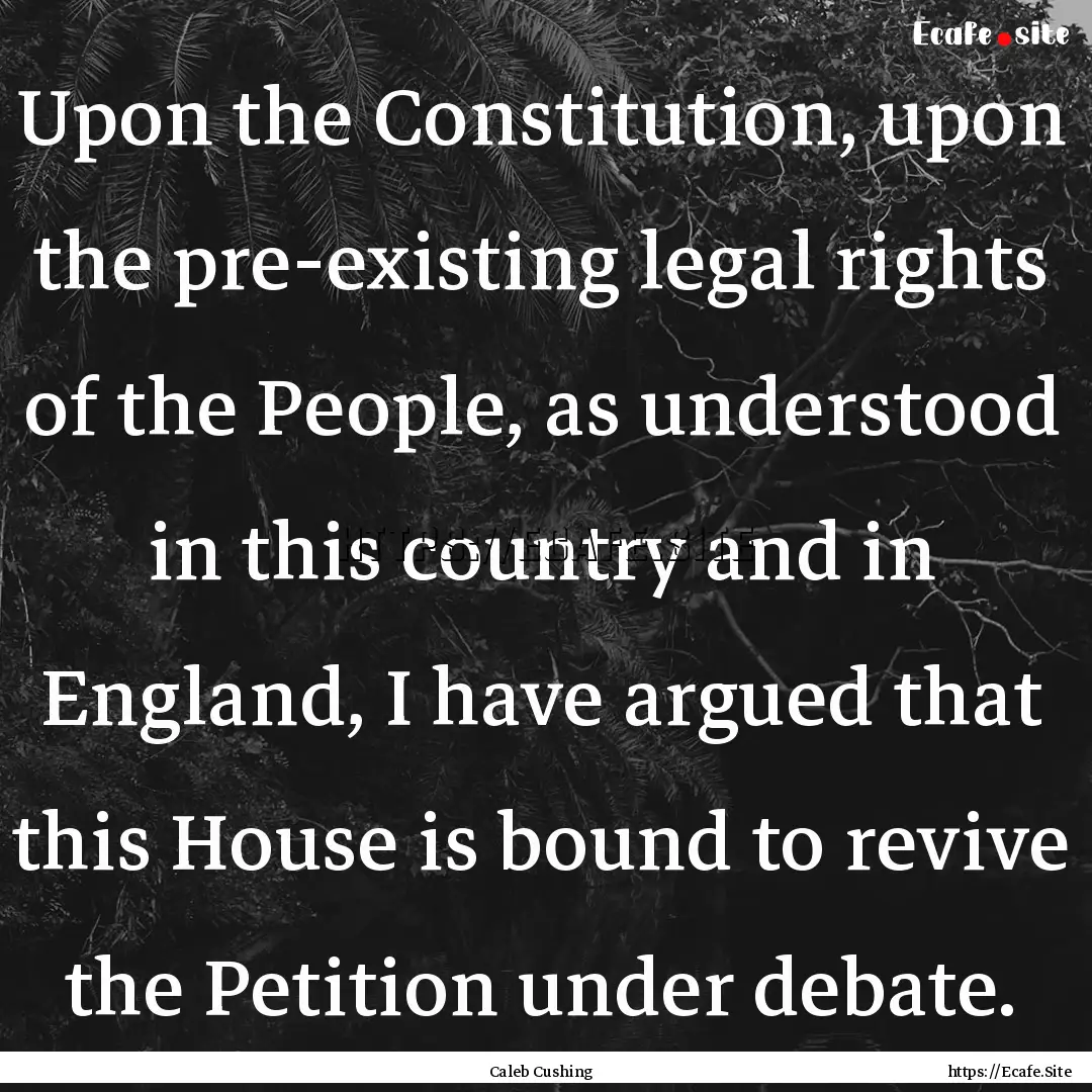 Upon the Constitution, upon the pre-existing.... : Quote by Caleb Cushing