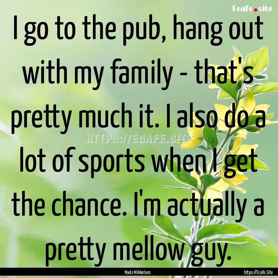 I go to the pub, hang out with my family.... : Quote by Mads Mikkelsen