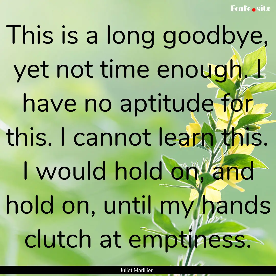 This is a long goodbye, yet not time enough..... : Quote by Juliet Marillier