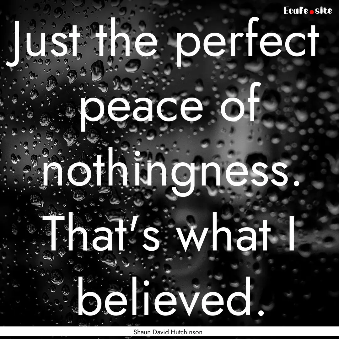 Just the perfect peace of nothingness. That's.... : Quote by Shaun David Hutchinson