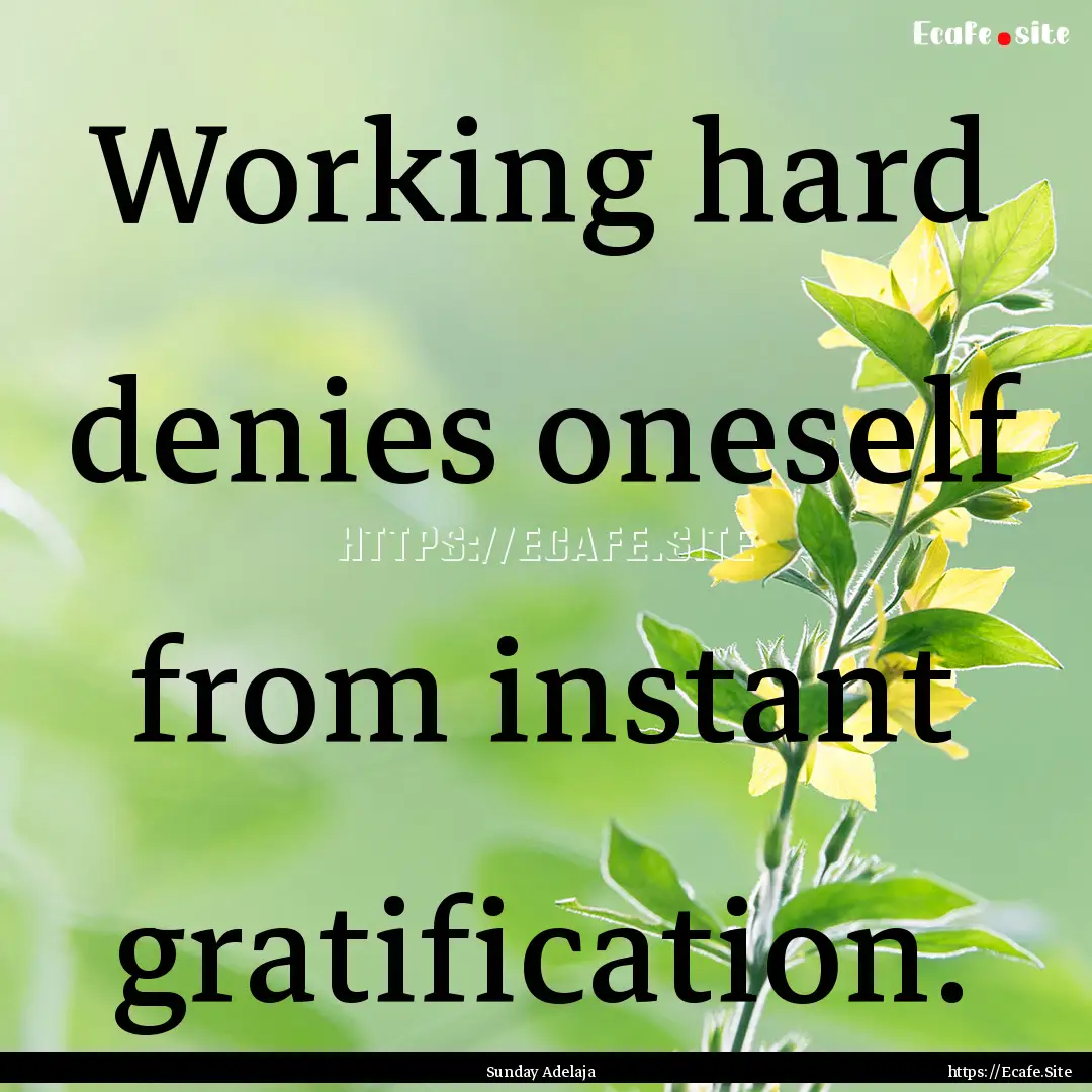 Working hard denies oneself from instant.... : Quote by Sunday Adelaja