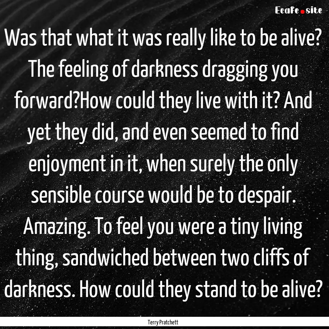 Was that what it was really like to be alive?.... : Quote by Terry Pratchett