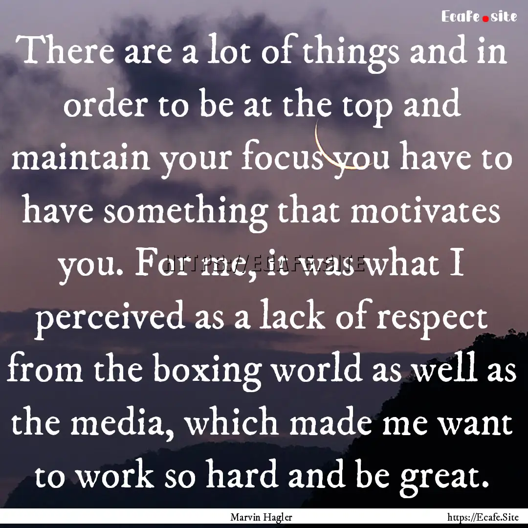 There are a lot of things and in order to.... : Quote by Marvin Hagler