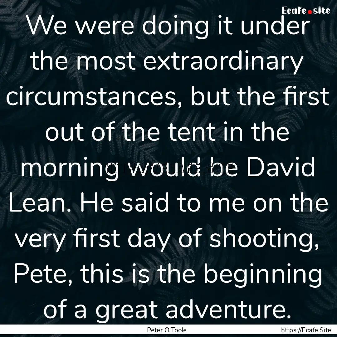 We were doing it under the most extraordinary.... : Quote by Peter O'Toole