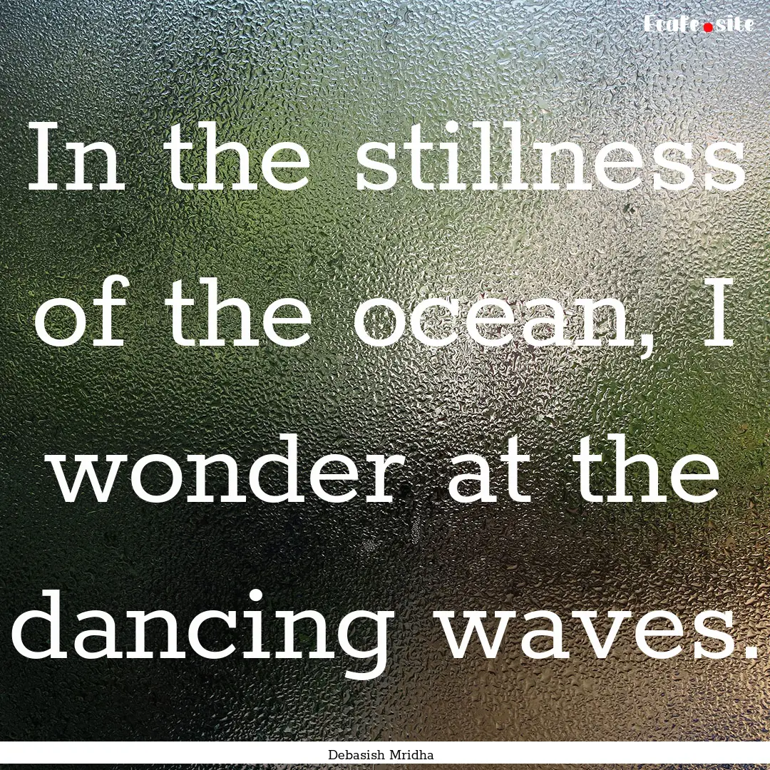 In the stillness of the ocean, I wonder at.... : Quote by Debasish Mridha