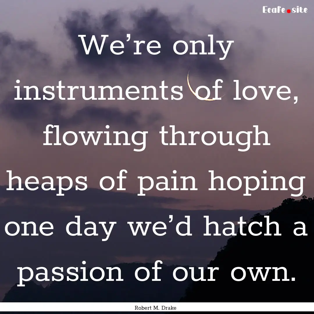 We’re only instruments of love, flowing.... : Quote by Robert M. Drake