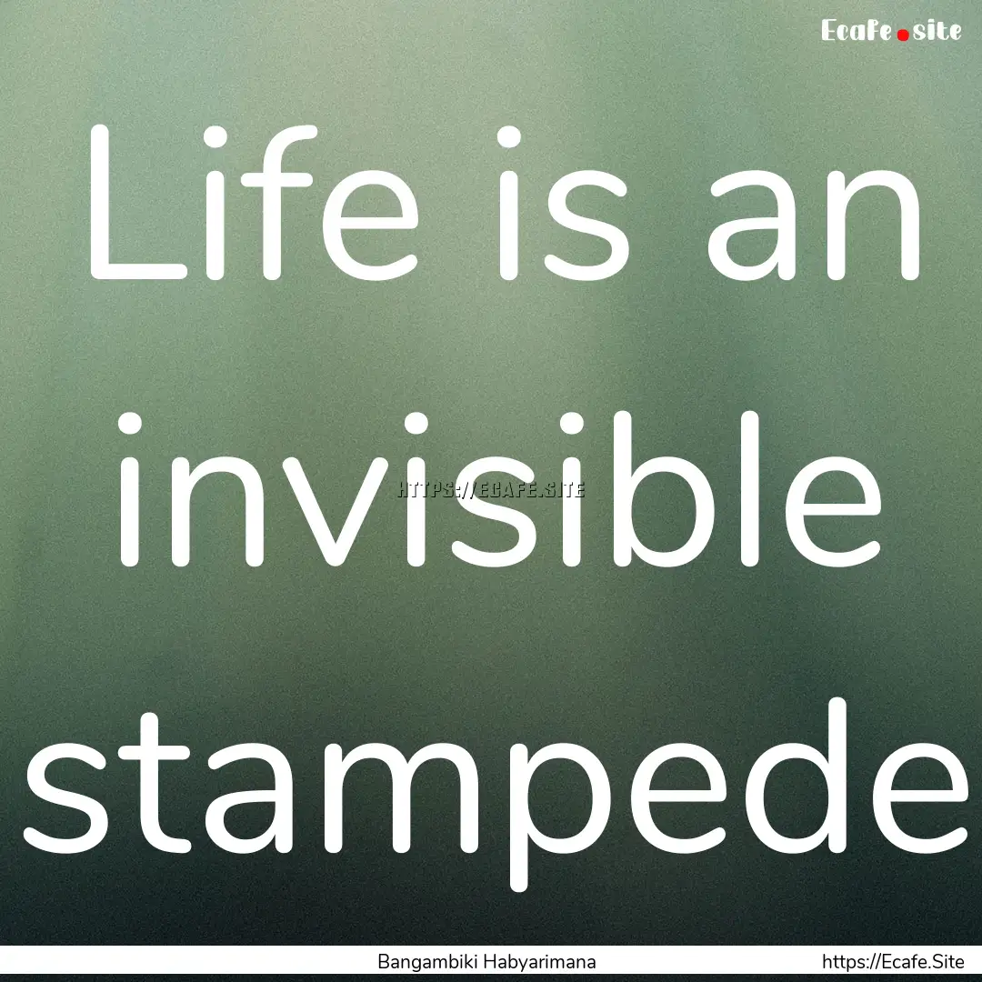 Life is an invisible stampede : Quote by Bangambiki Habyarimana