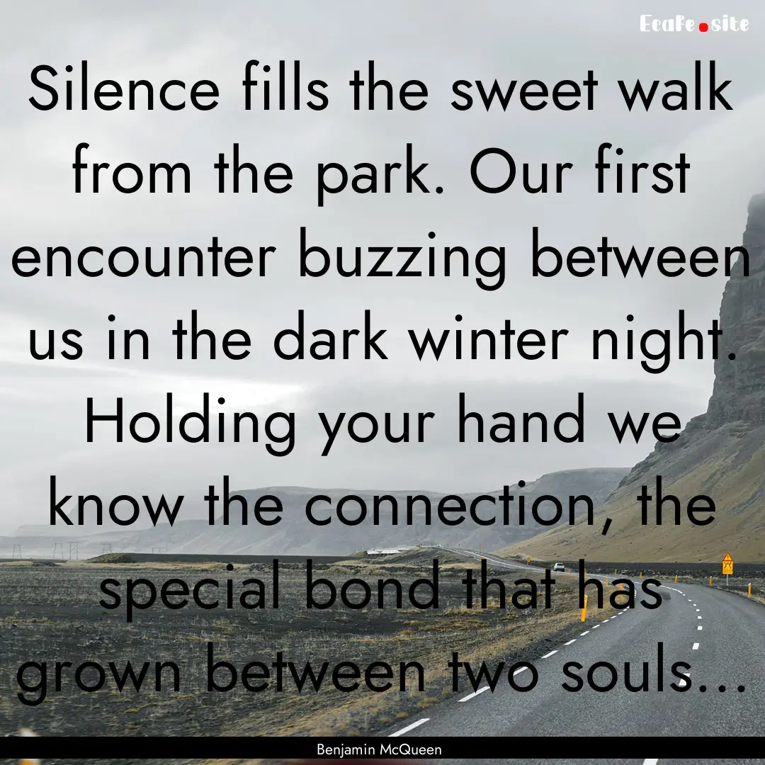 Silence fills the sweet walk from the park..... : Quote by Benjamin McQueen