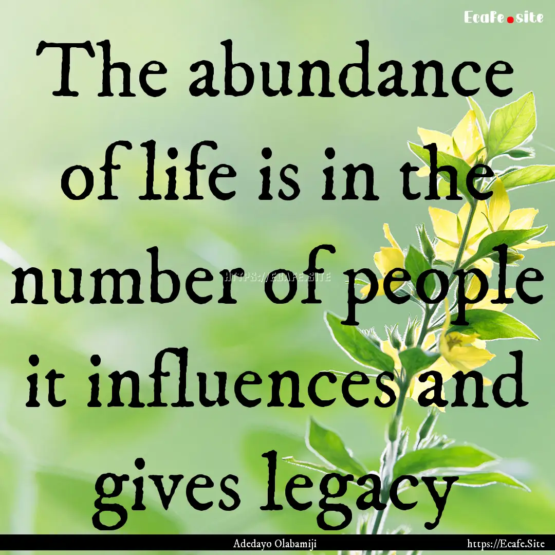 The abundance of life is in the number of.... : Quote by Adedayo Olabamiji