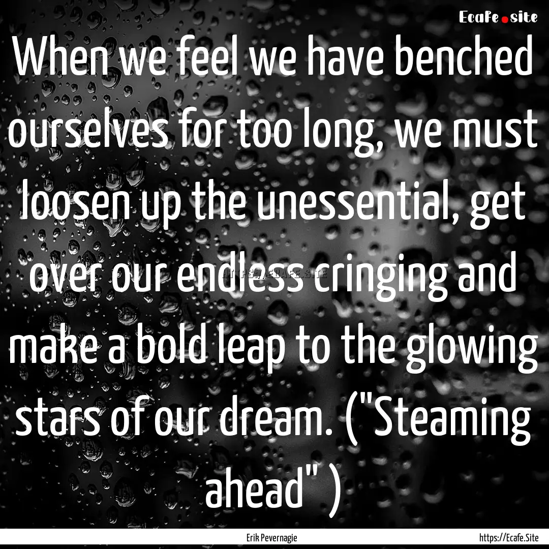 When we feel we have benched ourselves for.... : Quote by Erik Pevernagie