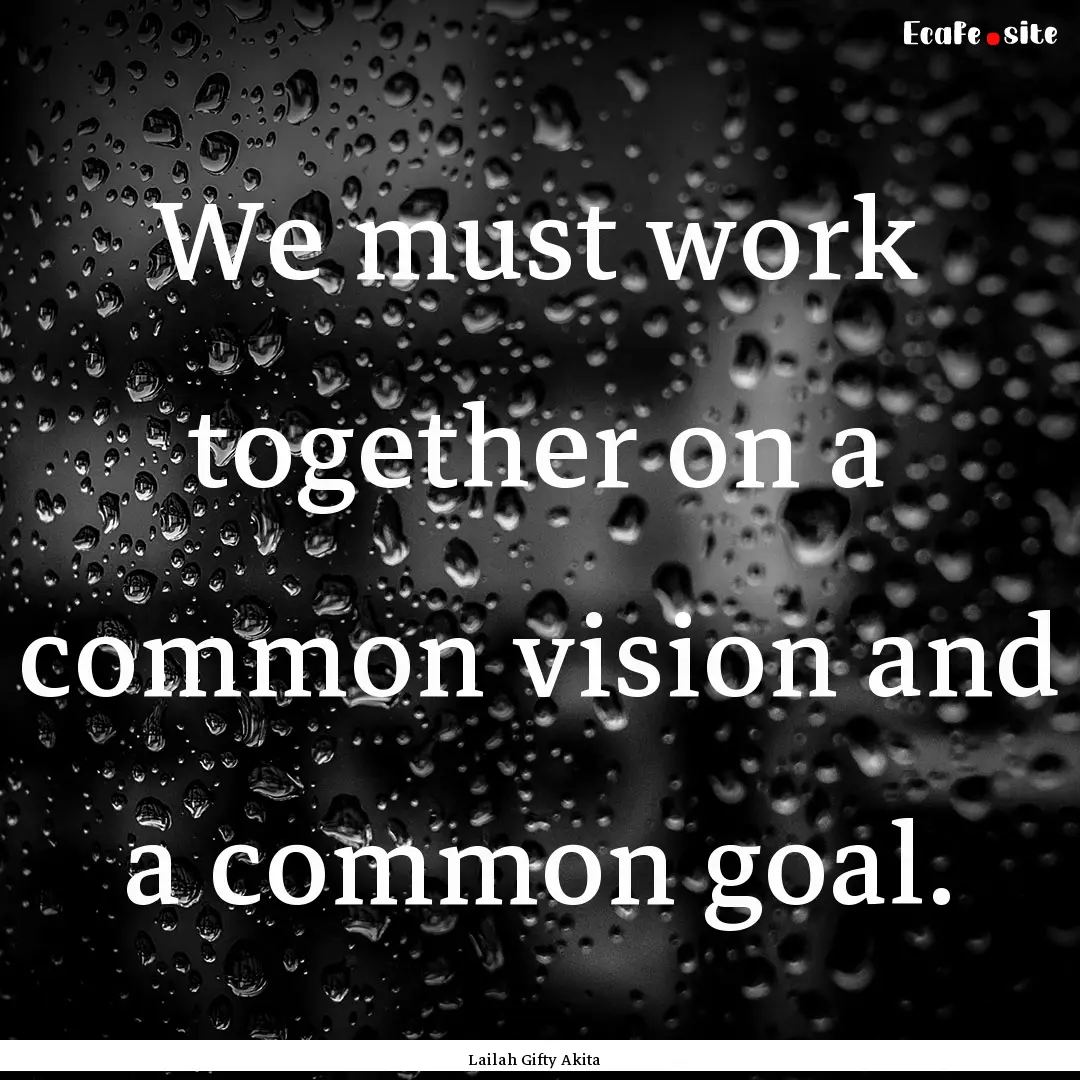 We must work together on a common vision.... : Quote by Lailah Gifty Akita