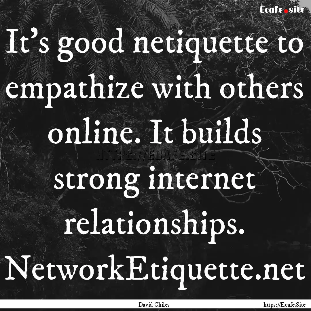 It's good netiquette to empathize with others.... : Quote by David Chiles