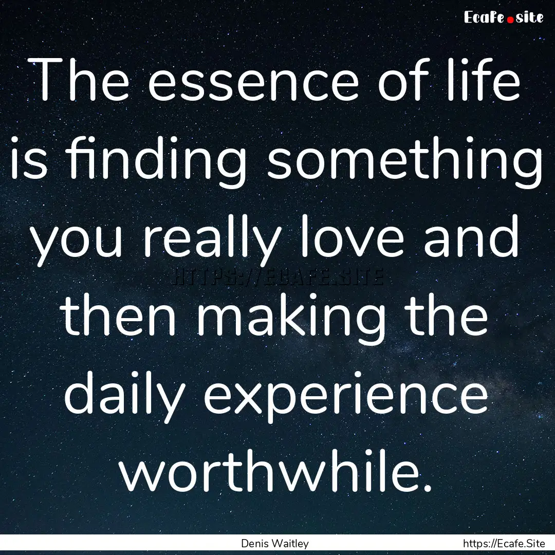 The essence of life is finding something.... : Quote by Denis Waitley