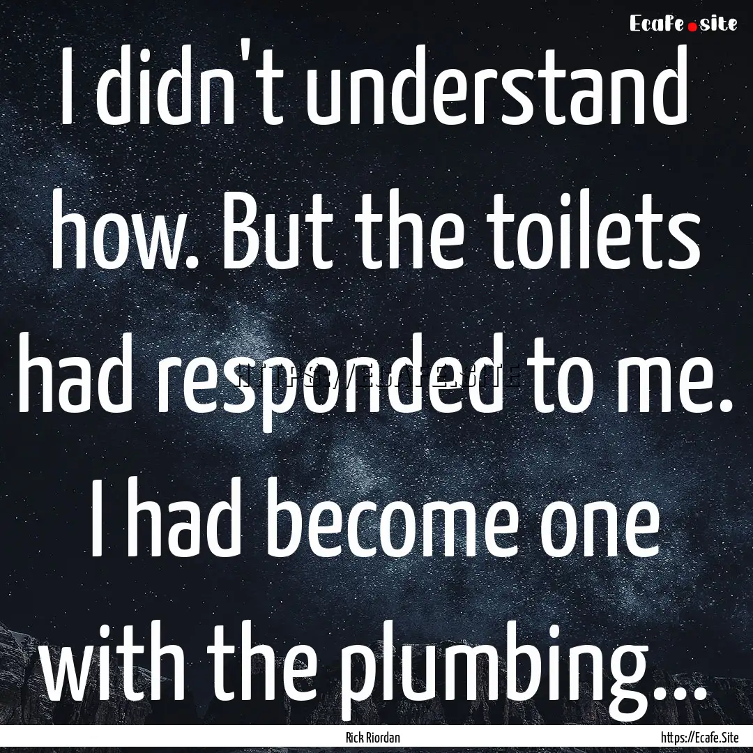 I didn't understand how. But the toilets.... : Quote by Rick Riordan