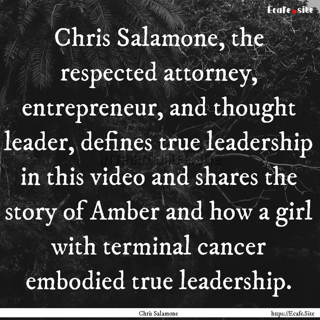 Chris Salamone, the respected attorney, entrepreneur,.... : Quote by Chris Salamone