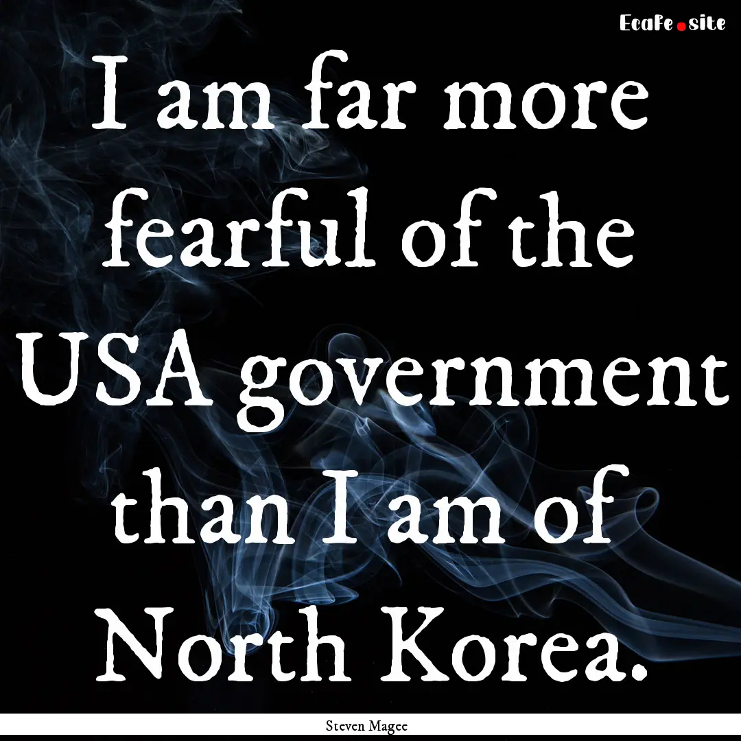 I am far more fearful of the USA government.... : Quote by Steven Magee