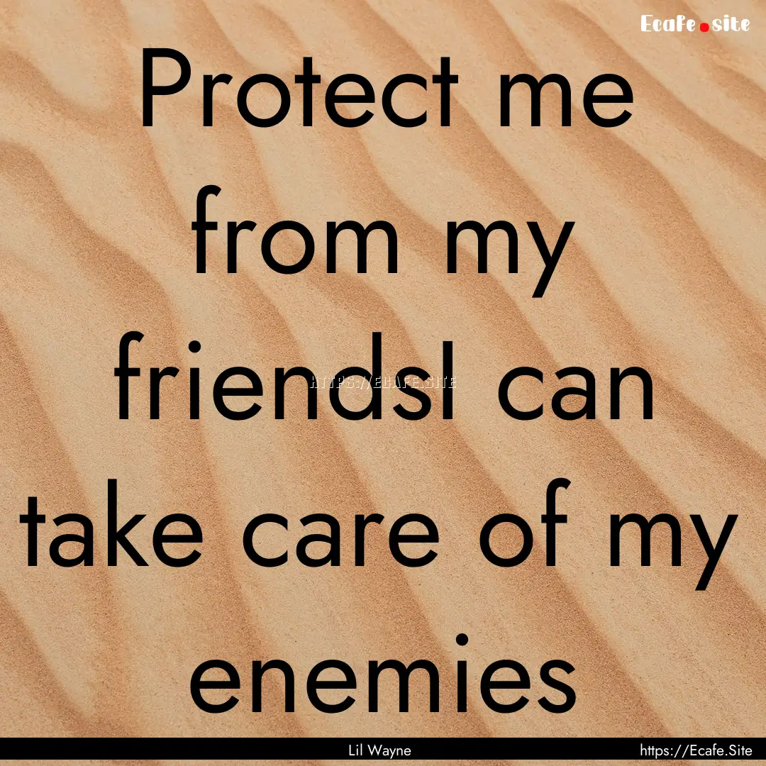 Protect me from my friendsI can take care.... : Quote by Lil Wayne