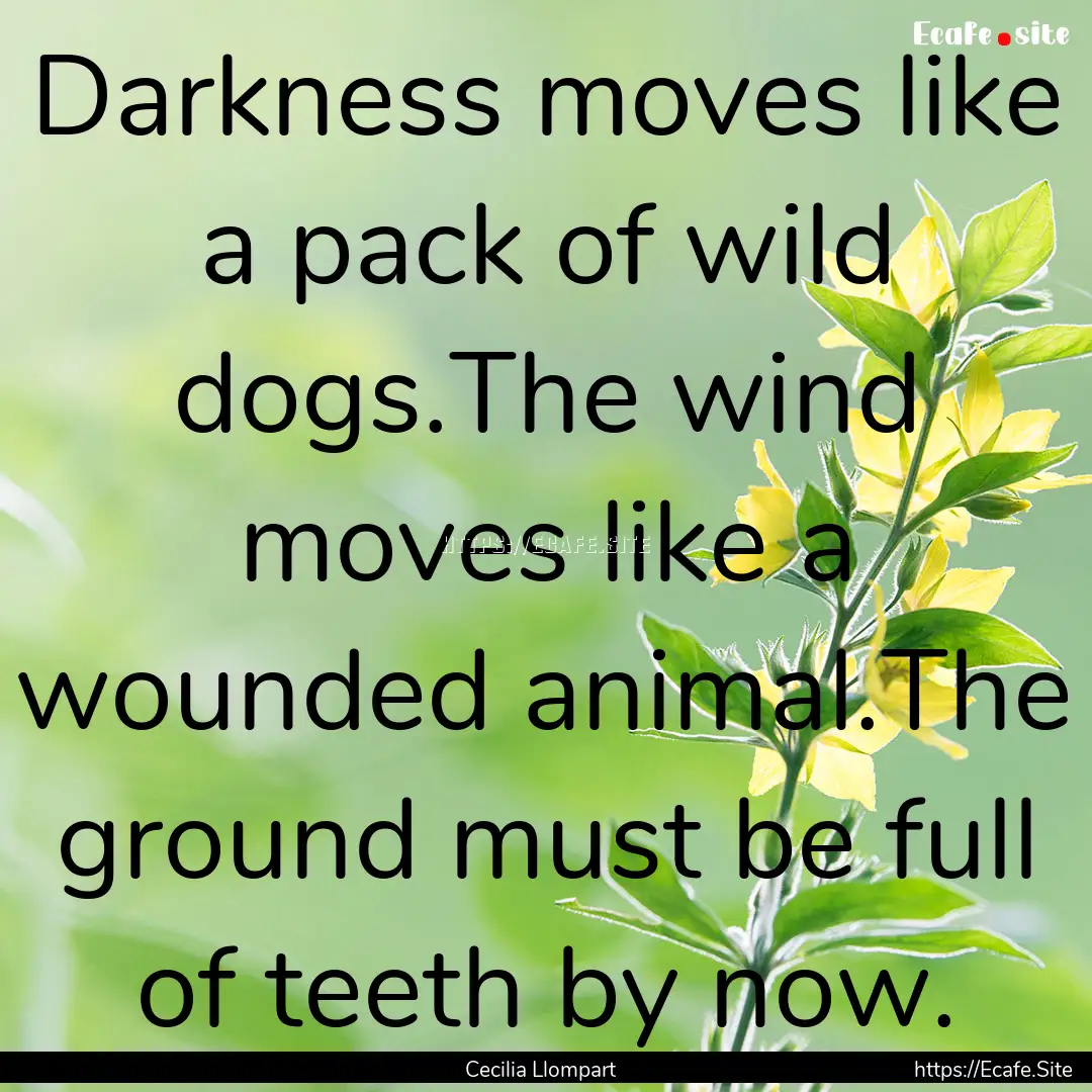 Darkness moves like a pack of wild dogs.The.... : Quote by Cecilia Llompart