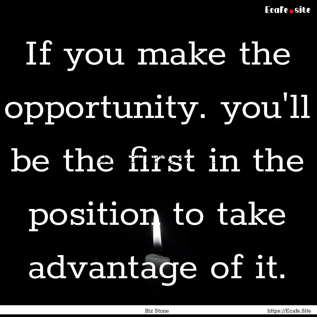 If you make the opportunity. you'll be the.... : Quote by Biz Stone