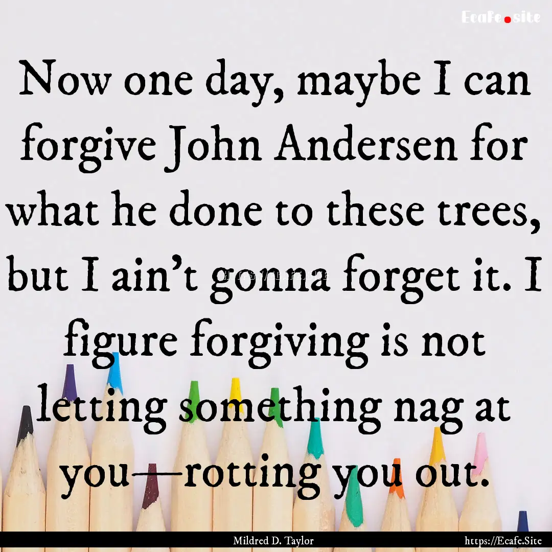 Now one day, maybe I can forgive John Andersen.... : Quote by Mildred D. Taylor