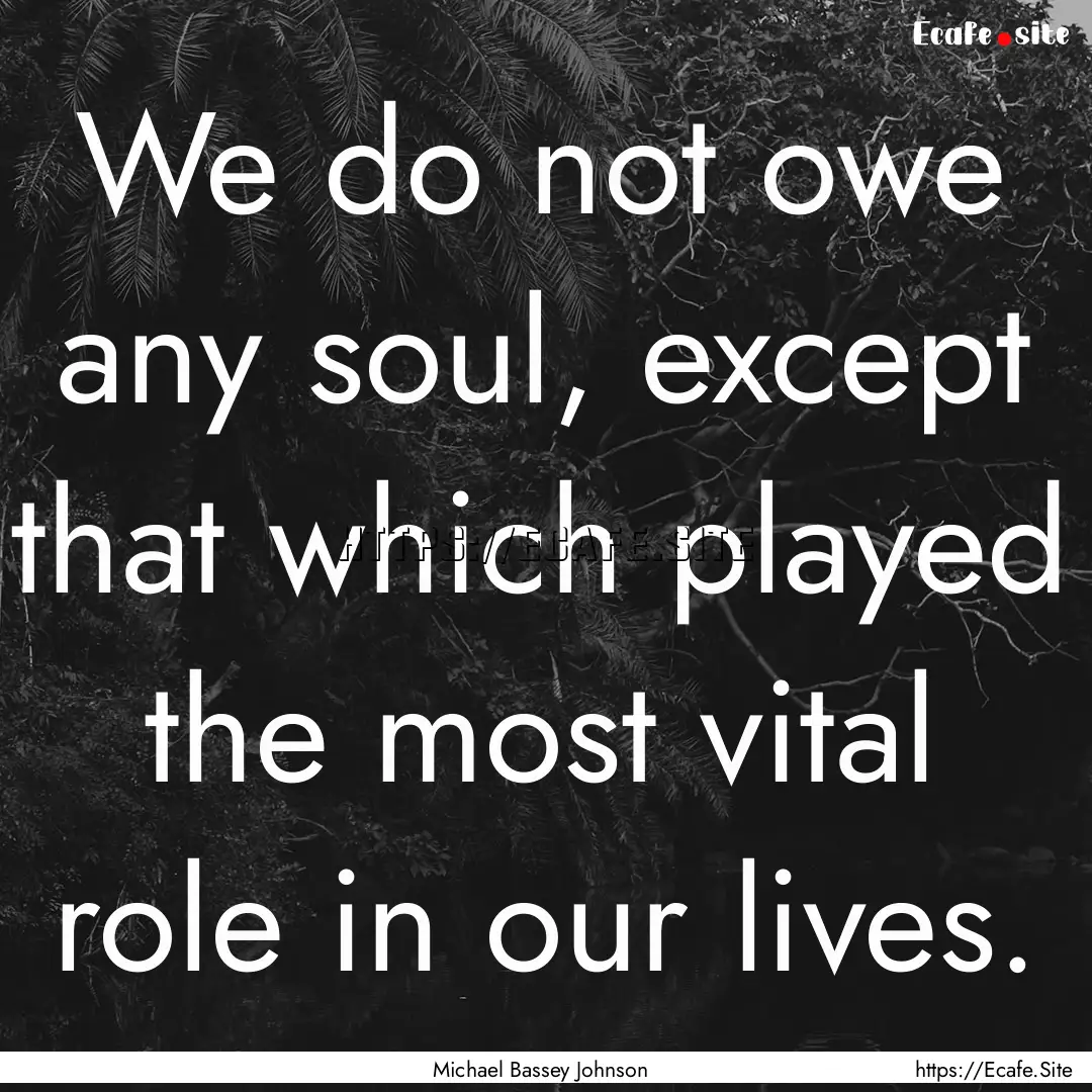 We do not owe any soul, except that which.... : Quote by Michael Bassey Johnson