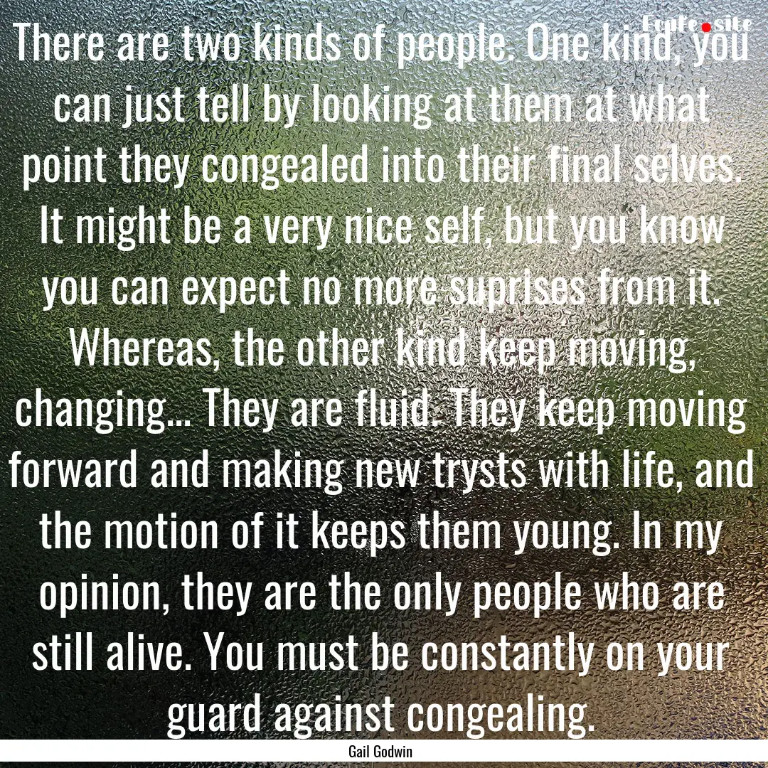 There are two kinds of people. One kind,.... : Quote by Gail Godwin