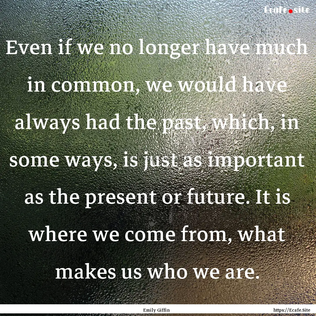 Even if we no longer have much in common,.... : Quote by Emily Giffin