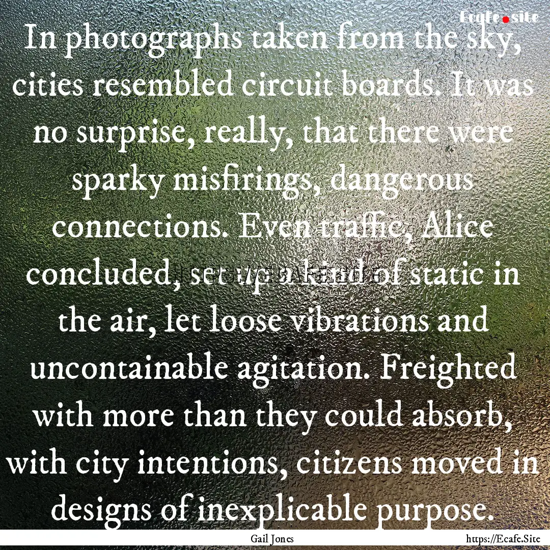 In photographs taken from the sky, cities.... : Quote by Gail Jones