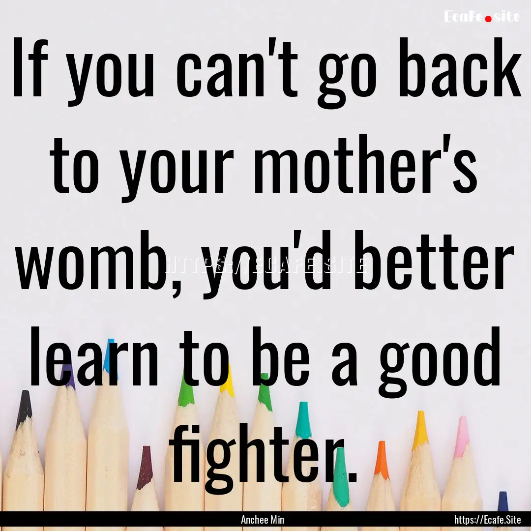 If you can't go back to your mother's womb,.... : Quote by Anchee Min