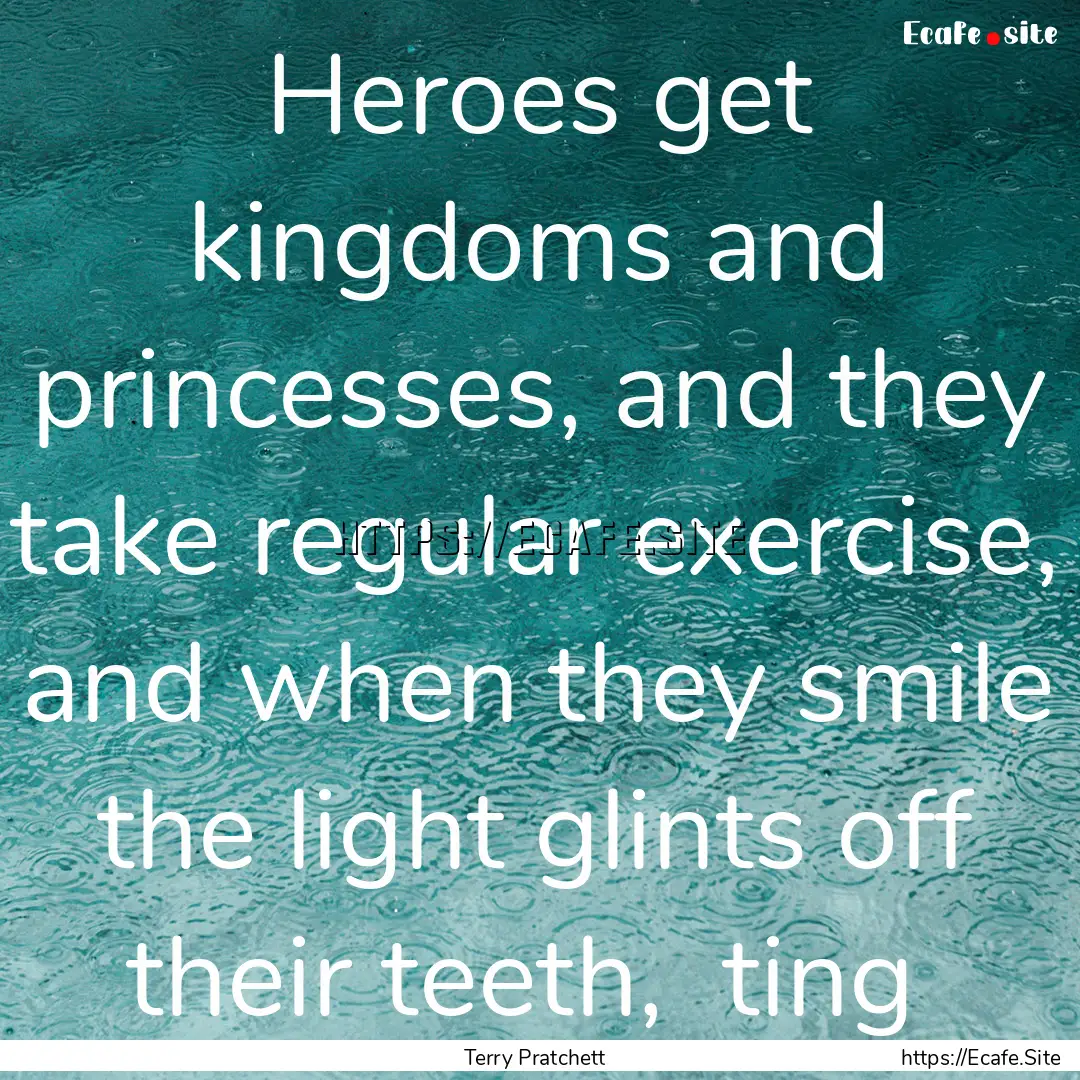 Heroes get kingdoms and princesses, and they.... : Quote by Terry Pratchett