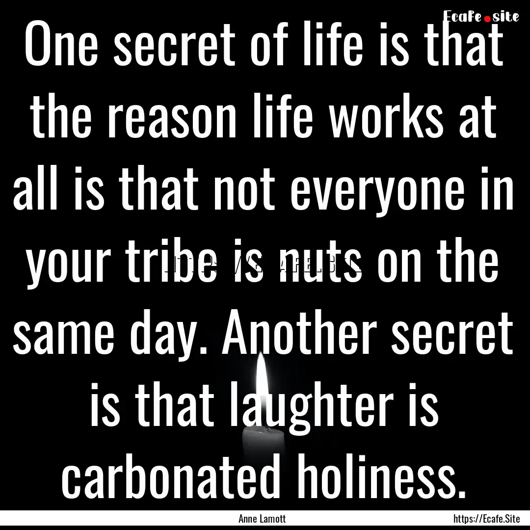 One secret of life is that the reason life.... : Quote by Anne Lamott