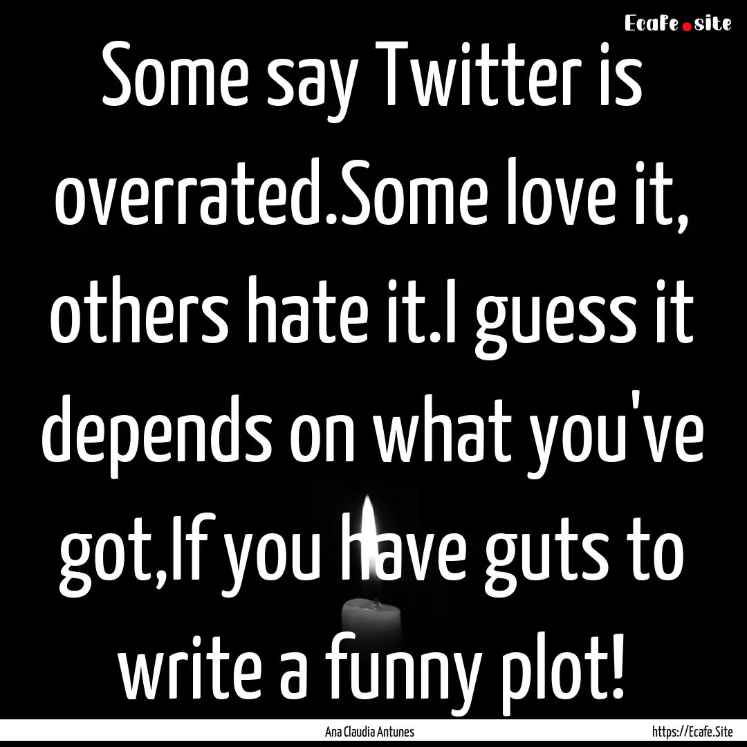 Some say Twitter is overrated.Some love it,.... : Quote by Ana Claudia Antunes