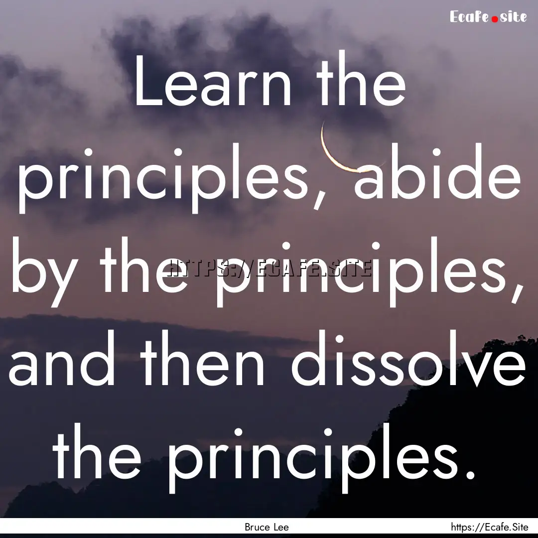 Learn the principles, abide by the principles,.... : Quote by Bruce Lee