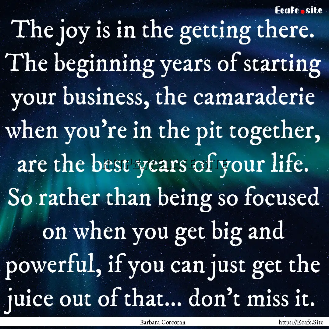 The joy is in the getting there. The beginning.... : Quote by Barbara Corcoran