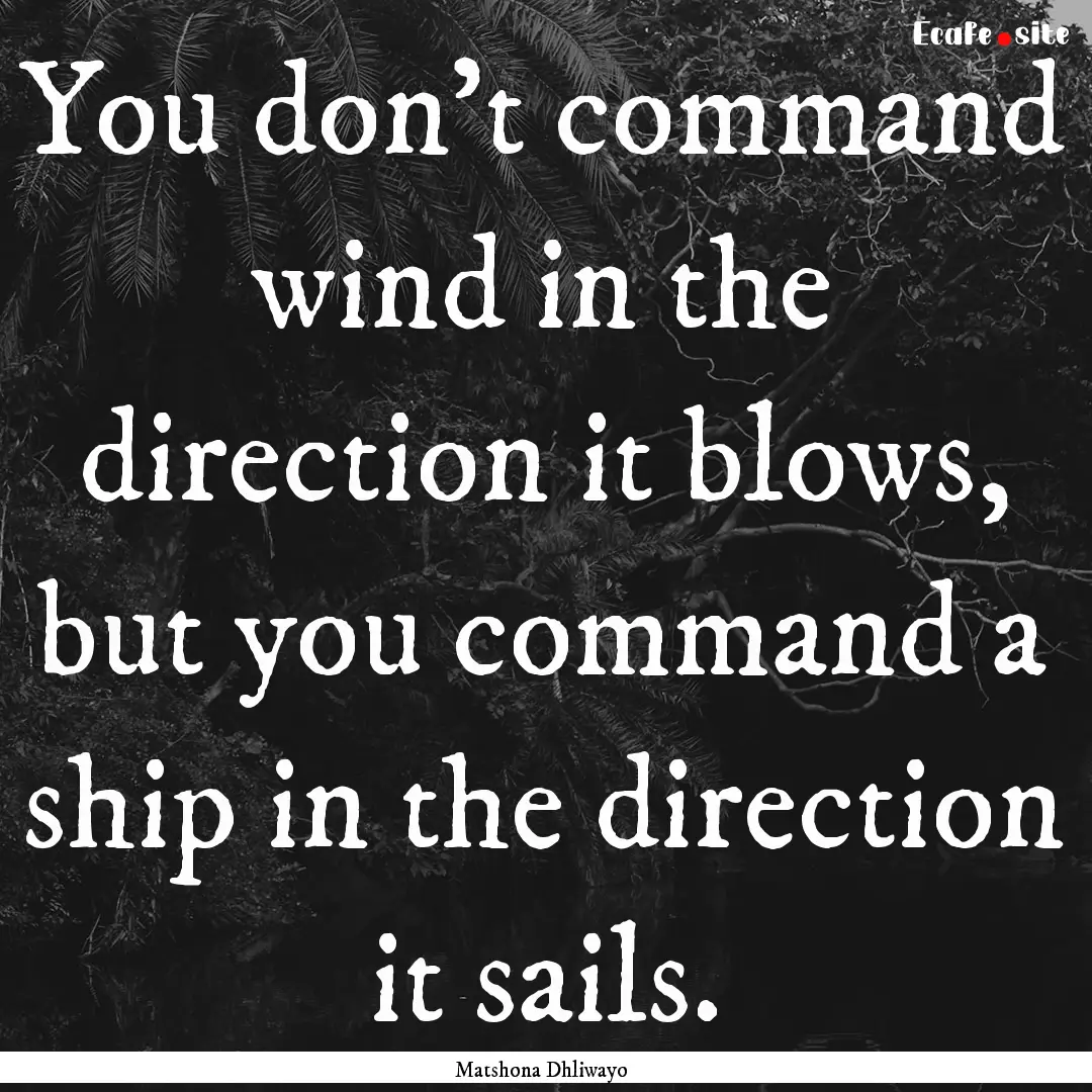 You don’t command wind in the direction.... : Quote by Matshona Dhliwayo