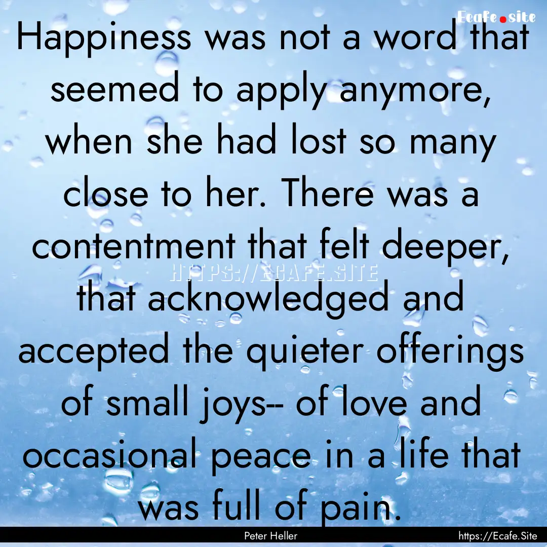 Happiness was not a word that seemed to apply.... : Quote by Peter Heller